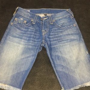 Indigo blue True Religion Bermuda shorts